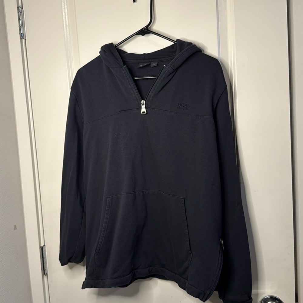 Hugo, Hugo boss half zip hoodie size large with front pocket inside zipp…